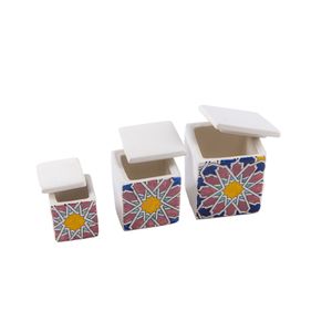 Set 3 recipiente din ceramica etoile pentru condimente/zahar/orez/diverse, realizate manual