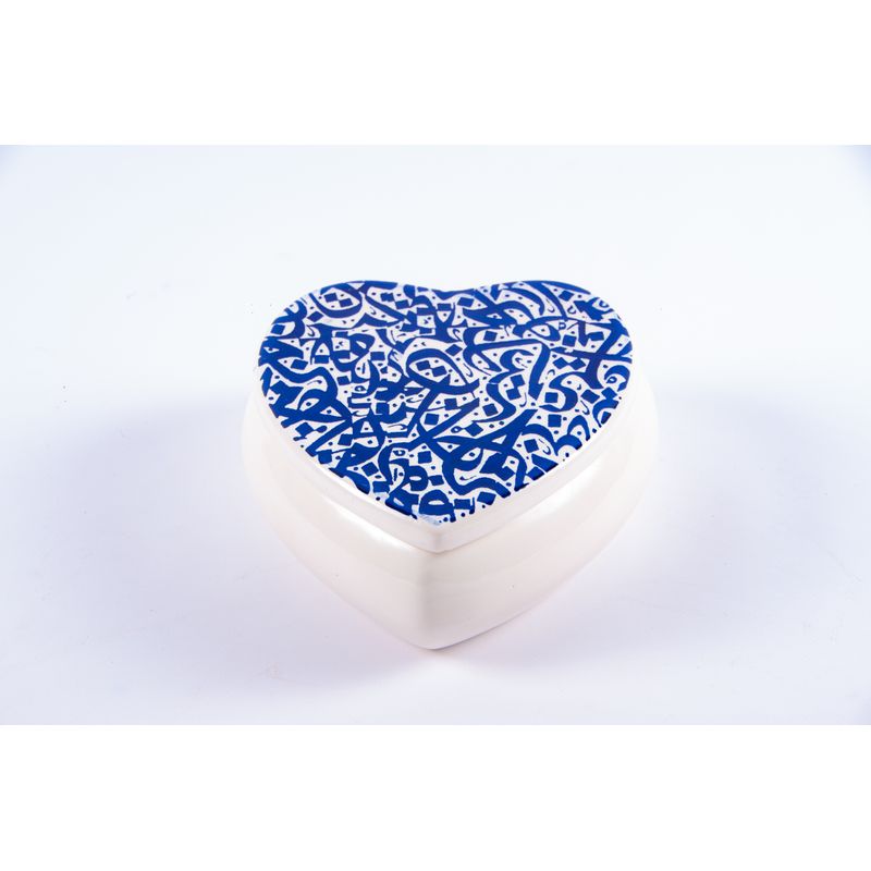 Casa si Gradina - Bucatarie si vesela - Organizare si depozitare bucatarie - Cutii alimentare - Cutie decorativa inimioara albastra din ceramica, realizata manual - Infinity.ro