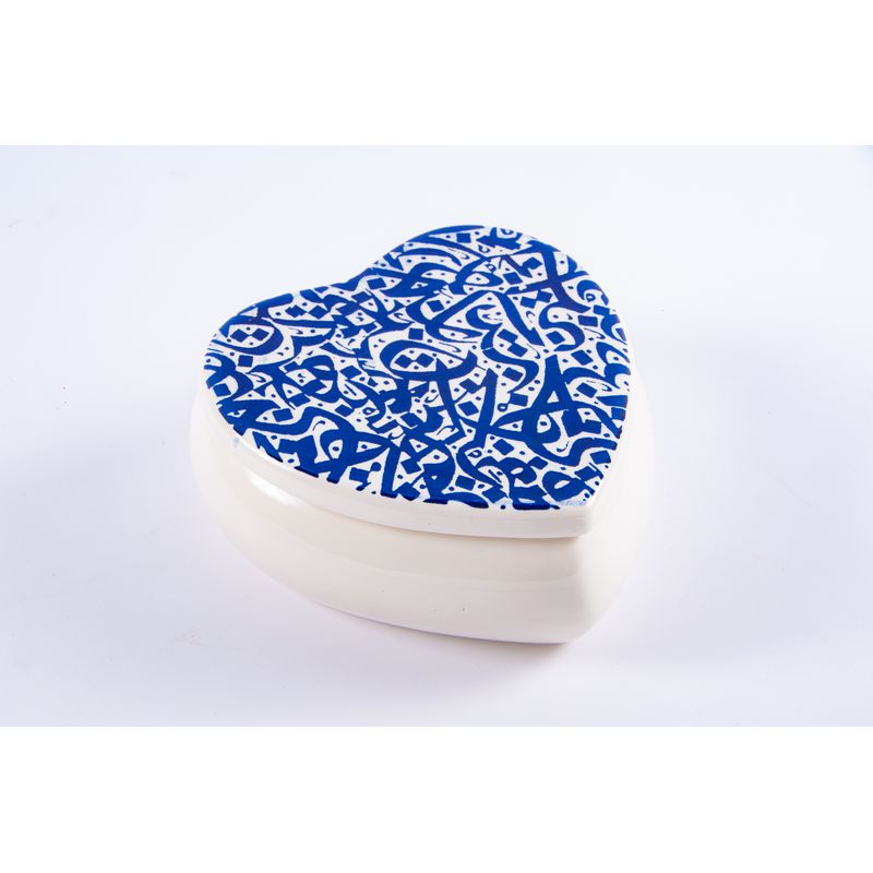 Casa si Gradina - Bucatarie si vesela - Organizare si depozitare bucatarie - Cutii alimentare - Cutie decorativa inimioara albastra din ceramica, realizata manual - Infinity.ro
