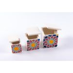 Casa si Gradina - Bucatarie si vesela - Organizare si depozitare bucatarie - Cutii alimentare - Set 3 recipiente din ceramica etoile pentru condimente/zahar/orez/diverse, realizate manual - Infinity.ro