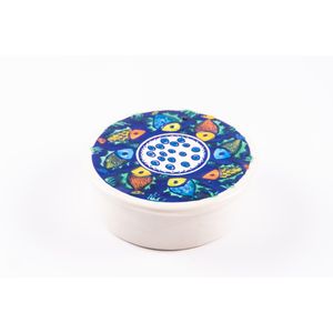 Cutie decorativa rotunda peste din ceramica, realizata manual