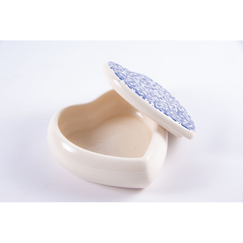 Casa si Gradina - Bucatarie si vesela - Organizare si depozitare bucatarie - Cutii alimentare - Cutie decorativa inimioara albastra din ceramica, realizata manual - Infinity.ro