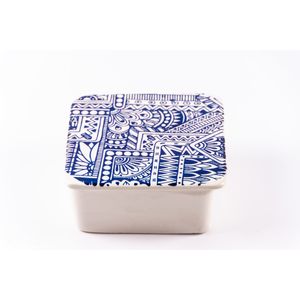 Cutie decorativa patrata tatoo 2 din ceramica, realizata manual