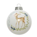 Casa si Gradina - Decoratiuni - Decoratiuni de sezon - Glob brad Primul meu Craciun, caprioara, 8 cm, sticla, alb - Infinity.ro