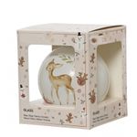 Casa si Gradina - Decoratiuni - Decoratiuni de sezon - Glob brad Primul meu Craciun, caprioara, 8 cm, sticla, alb - Infinity.ro