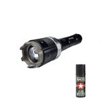 Sport si Outdoor - Sporturi de contact - Produse autoaparare - Kit Electrosoc Metalic cu Lanterna si Reglaj Focusat 8810 si Spray Natto - Infinity.ro
