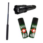 Sport si Outdoor - Sporturi de contact - Produse autoaparare - Kit autoaparare Baston Telescopic, Lanterna Electrosoc cu laser si 2 Spray-uri Nato - Infinity.ro