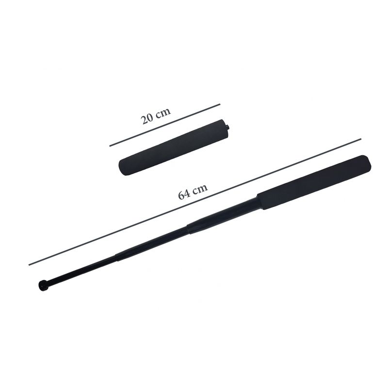 Sport si Outdoor - Sporturi de contact - Produse autoaparare - Baston telescopic, 64 cm, maner burete, negru - Infinity.ro
