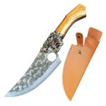 Sport si Outdoor - Camping - Cutite, bricege si accesorii - Cutite si bricege - Cutit japonez lucrat manual IdeallStore®, Tiger Claw, 29.5 cm, maro, teaca piele ecologica - Infinity.ro