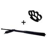 Sport si Outdoor - Sporturi de contact - Produse autoaparare - Set baston telescopic din otel, negru, 64 cm + box negru 0.5 cm grosime - Infinity.ro