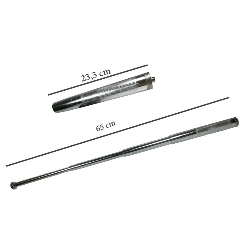 Sport si Outdoor - Camping - Accesorii camping si drumetii - Baston telescopic din otel IdeallStore®, Defence Tactic, argintiu, 65 cm, 4 sectiuni, husa inclusa - Infinity.ro