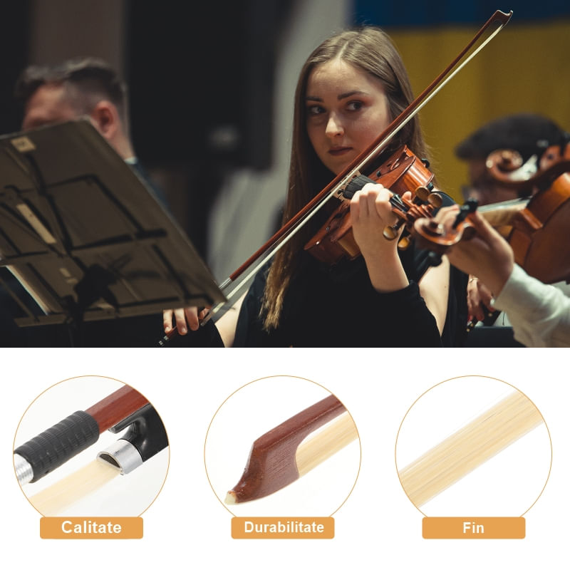TV, Audio-Video si Foto - Instrumente muzicale - Accesorii instrumente muzicale - Arcus pentru vioara 3/4 IdeallStore®, One Sound, lemn, fibre sintetice, maro, 69 cm - Infinity.ro