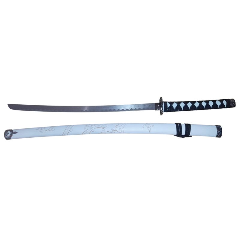 Sport si Outdoor - Sporturi de contact - Produse autoaparare - Set sabii katane decorative IdeallStore®, panoplie, Ninja Warrior, alb, metal, 83 cm, teaca inclusa - Infinity.ro