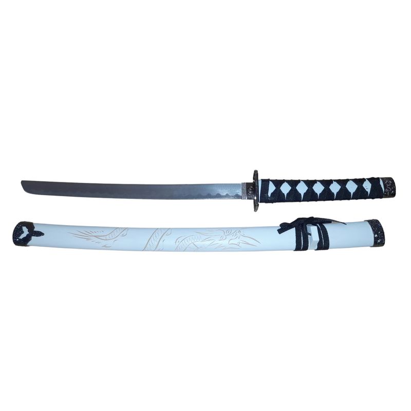 Sport si Outdoor - Sporturi de contact - Produse autoaparare - Set sabii katane decorative IdeallStore®, panoplie, Ninja Warrior, alb, metal, 83 cm, teaca inclusa - Infinity.ro