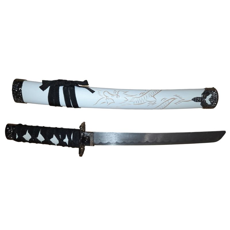 Sport si Outdoor - Sporturi de contact - Produse autoaparare - Set sabii katane decorative IdeallStore®, panoplie, Ninja Warrior, alb, metal, 83 cm, teaca inclusa - Infinity.ro