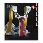 Sport si Outdoor - Sporturi de contact - Produse autoaparare - Set prastie cu laser IdeallStore®, Sling Queen, metalic, 11.5 cm, cu boloboc, maner lemn, maro si 220 bile - Infinity.ro