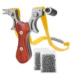 Sport si Outdoor - Sporturi de contact - Produse autoaparare - Set prastie cu laser IdeallStore®, Sling Queen, metalic, 11.5 cm, cu boloboc, maner lemn, maro si 220 bile - Infinity.ro