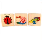 Jucarii, Copii si Bebe - Jucarii si jocuri - Jocuri si puzzle - Puzzle - Set 3 ​Puzzle din lemn, animalute, 7Toys - Infinity.ro