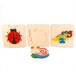 Jucarii, Copii si Bebe - Jucarii si jocuri - Jocuri si puzzle - Puzzle - Set 3 ​Puzzle din lemn, animalute, 7Toys - Infinity.ro