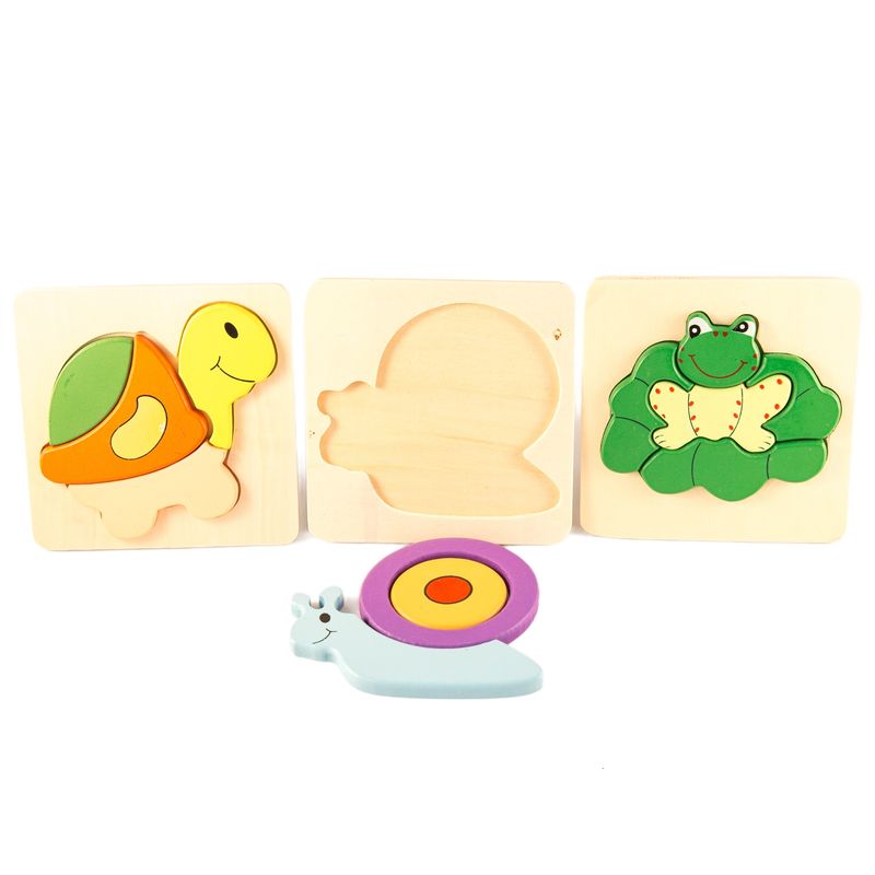 Jucarii, Copii si Bebe - Jucarii si jocuri - Jocuri si puzzle - Puzzle - Set 3 ​Puzzle din lemn, animalute, 7Toys - Infinity.ro