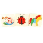 Jucarii, Copii si Bebe - Jucarii si jocuri - Jocuri si puzzle - Puzzle - Set 3 ​Puzzle din lemn, animalute, 7Toys - Infinity.ro