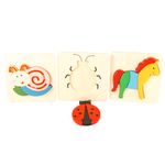 Jucarii, Copii si Bebe - Jucarii si jocuri - Jocuri si puzzle - Puzzle - Set 3 ​Puzzle din lemn, animalute, 7Toys - Infinity.ro