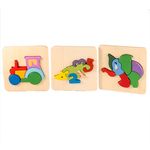 Jucarii, Copii si Bebe - Jucarii si jocuri - Jocuri si puzzle - Puzzle - Set 3 ​Puzzle din lemn, animalute, 7Toys - Infinity.ro