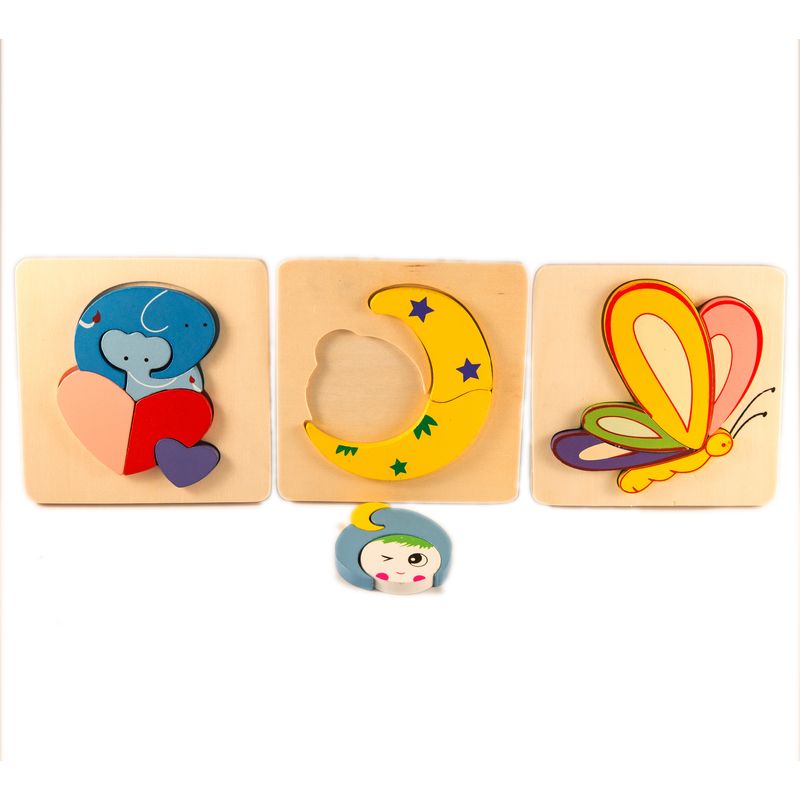 Jucarii, Copii si Bebe - Jucarii si jocuri - Jocuri si puzzle - Puzzle - Set 3 ​Puzzle educativ din lemn, 7Toys - Infinity.ro