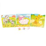 Jucarii, Copii si Bebe - Jucarii si jocuri - Jocuri si puzzle - Puzzle - Set 3 Puzzle din lemn - Animalute jucause, 7Toys - Infinity.ro