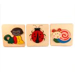 Jucarii, Copii si Bebe - Jucarii si jocuri - Jocuri si puzzle - Puzzle - Set 3 ​Puzzle din lemn - Animalute, 7Toys - Infinity.ro