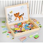 Jucarii, Copii si Bebe - Jucarii si jocuri - Jocuri si puzzle - Puzzle - Carte Puzzle din lemn magnetica - Animale Salbatice, 7Toys - Infinity.ro