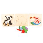 Jucarii, Copii si Bebe - Jucarii si jocuri - Jocuri si puzzle - Puzzle - Set 3 ​Puzzle din lemn, animalute, 7Toys - Infinity.ro