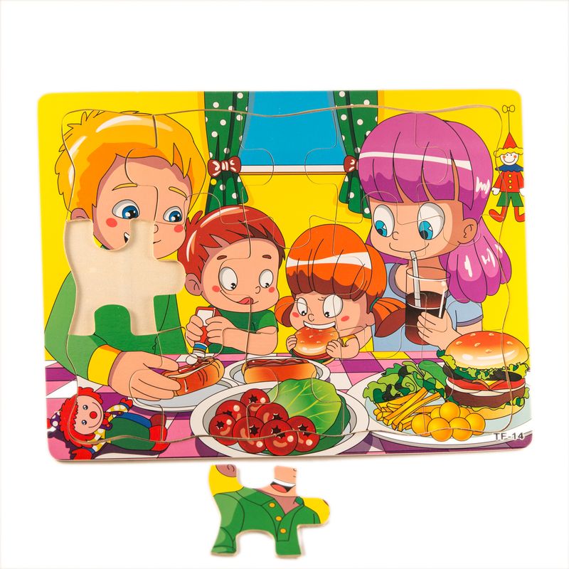 Jucarii, Copii si Bebe - Jucarii si jocuri - Jocuri si puzzle - Puzzle - ​Puzzle din lemn - familia la masa, 7Toys - Infinity.ro
