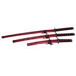 Casa si Gradina - Decoratiuni - Obiecte decorative - Accesorii decorative - Set sabii katane decorative IdeallStore®, panoplie, Ninja Warrior, rosu, metal, 83 cm, teaca inclusa - Infinity.ro
