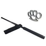 Sport si Outdoor - Sporturi de contact - Produse autoaparare - Set baston telescopic Police, 49 cm + box argintiu 1 cm grosime - Infinity.ro