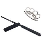 Sport si Outdoor - Sporturi de contact - Produse autoaparare - Set baston telescopic Police, 49 cm +  pumnal/box craniu argintiu - Infinity.ro