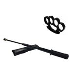 Sport si Outdoor - Sporturi de contact - Produse autoaparare - Set baston telescopic flexibil negru maner tip tonfa 47 cm +  box negru 1 cm grosime - Infinity.ro