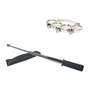 Set baston telescopic flexibil argintiu, maner cauciuc, 47 cm  47 cm + box craniu argintiu