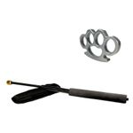 Sport si Outdoor - Sporturi de contact - Produse autoaparare - Set baston telescopic flexibil negru 47 cm + box argintiu 0.5 cm grosime - Infinity.ro