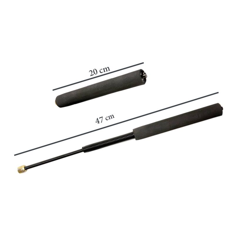Sport si Outdoor - Sporturi de contact - Produse autoaparare - Set baston telescopic flexibil IdeallStore®, negru 47 cm si box argintiu, 1 cm grosime - Infinity.ro