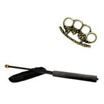 Sport si Outdoor - Sporturi de contact - Produse autoaparare - Set baston telescopic flexibil negru 47 cm +  pumnal/box crani - Infinity.ro