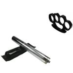 Sport si Outdoor - Sporturi de contact - Produse autoaparare - Set baston telescopic din otel, argintiu, 64 cm + box negru 1 cm grosime - Infinity.ro