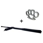 Sport si Outdoor - Sporturi de contact - Produse autoaparare - Set baston telescopic din otel, negru, 64 cm + box argintiu 0.5 cm grosime - Infinity.ro