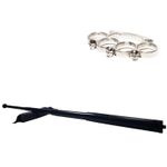 Sport si Outdoor - Sporturi de contact - Produse autoaparare - Set baston telescopic din otel, negru, 64 cm + box craniu argintiu - Infinity.ro