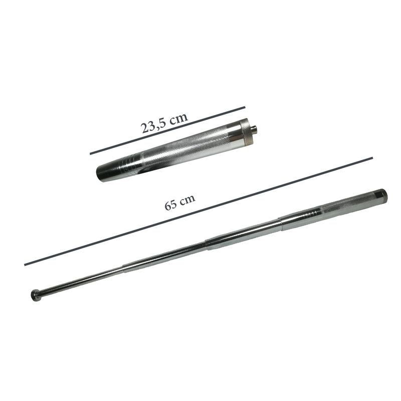 Sport si Outdoor - Sporturi de contact - Produse autoaparare - Set baston telescopic din otel, argintiu, 64 cm + box negru 1 cm grosime - Infinity.ro