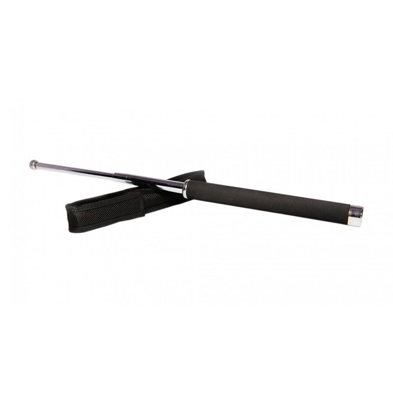 Sport si Outdoor - Sporturi de contact - Produse autoaparare - Set baston telescopic 65 cm argintiu + box argintiu 1 cm grosime - Infinity.ro