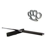 Sport si Outdoor - Sporturi de contact - Produse autoaparare - Set baston telescopic 65 cm argintiu + box argintiu 1 cm grosime - Infinity.ro
