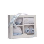 Fashion, accesorii si bijuterii - Copii - Imbracaminte copii - Treninguri si compleuri copii - Set cadou nou nascuti 4 piese din bumbac Inter Baby - alb si bleu - Infinity.ro