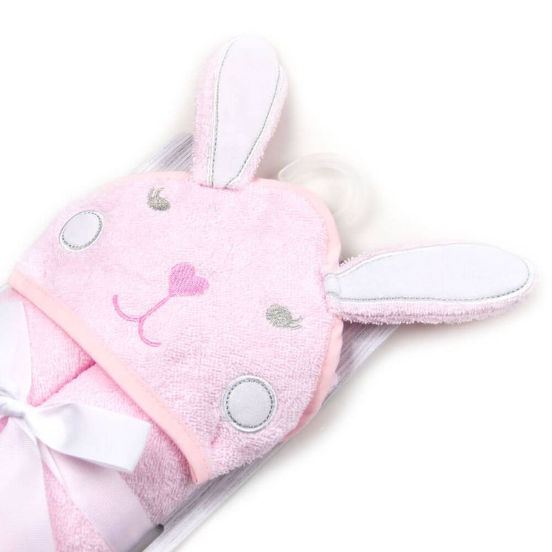 Jucarii, Copii si Bebe - Igiena si ingrijire - Baia bebelusului - Prosoape si halate de baie copii - Prosop bebe cu gluga din bumbac - iepuras - Infinity.ro