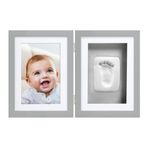 Market - Cadouri - Rame si albume foto - Kit rama foto dubla cu amprenta mulaj manuta sau piciorus Pearhead gri - Infinity.ro